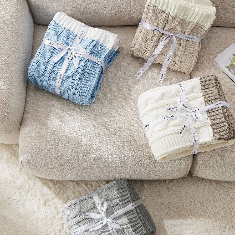 Amazon.com: Bedsure Cable Knit Twin Blanket for Couch Bed